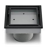 QM Drain - Lagos Series. Veil Line. 4'' Square Drain. Black - Black