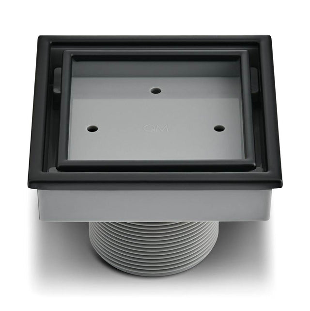 QM Drain - Lagos Series. Veil Line. 4'' Square Drain. Black - Black
