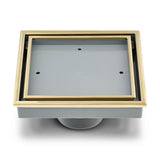 QM Drain - Lagos Series. Veil Line. 5 3/4'' Square Drain. Gold - Gold