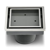 QM Drain - Lagos Series. Veil Line. 4'' Square Drain. Polished fin. - Polished