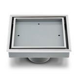QM Drain - Lagos Series. Veil Line. 5 3/4'' Square Drain. Satin fin. - Satin