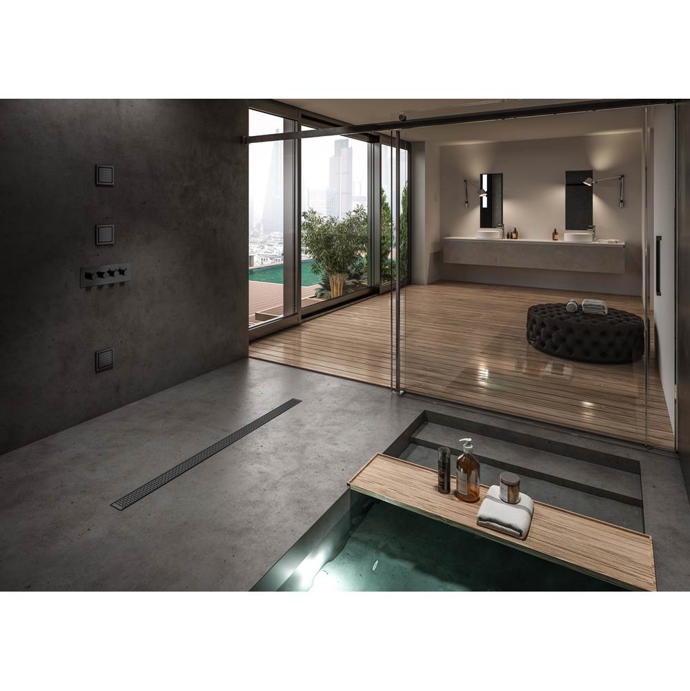 Delmar Series. 36'' Standard length Flange Edge linear drain. Lotus Line. Black