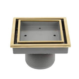 QM Drain - Lagos Series. Veil Line. 4'' Square Drain. Gold - Gold