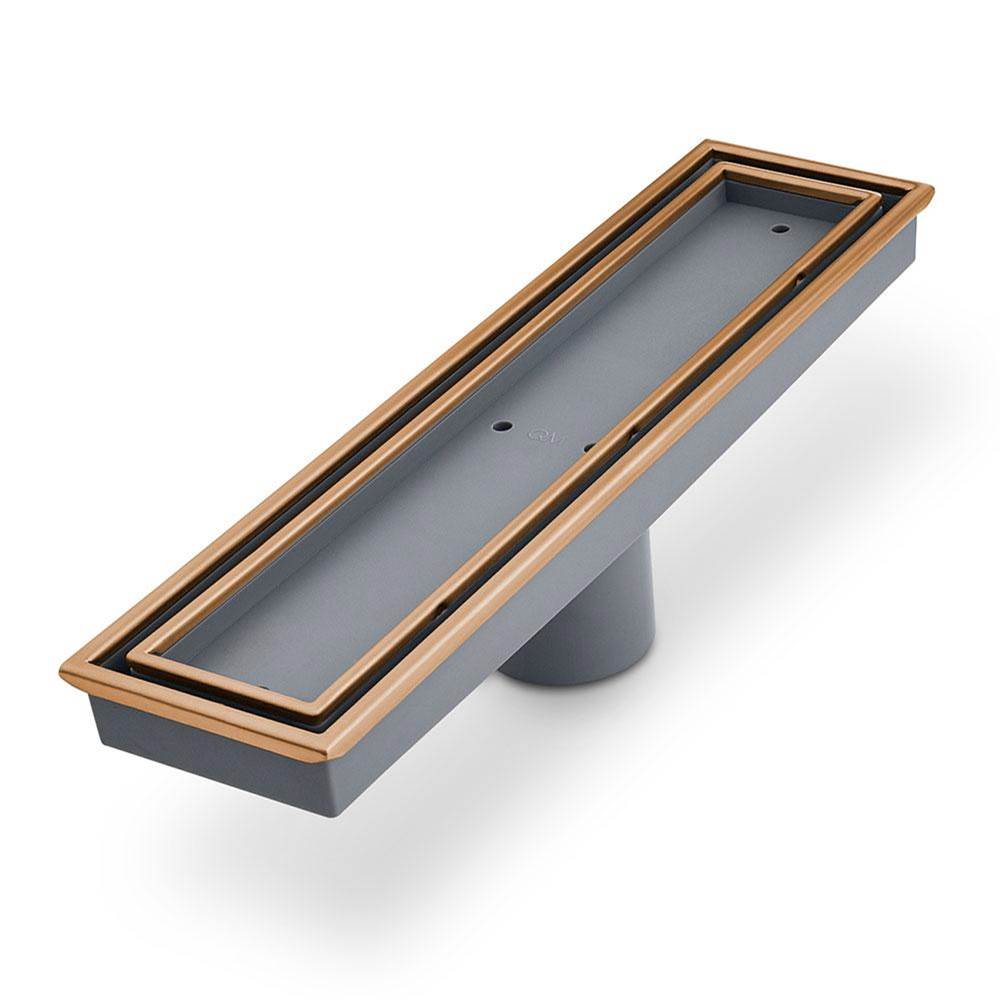 QM Drain - Lagos Series. Veil Line. Linear Drain 12'' . Bronze - Bronze