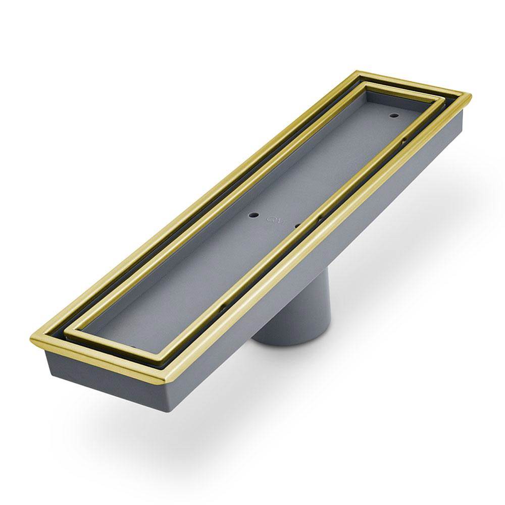 QM Drain - Lagos Series. Veil Line. Linear Drain 12'' . Gold - Gold