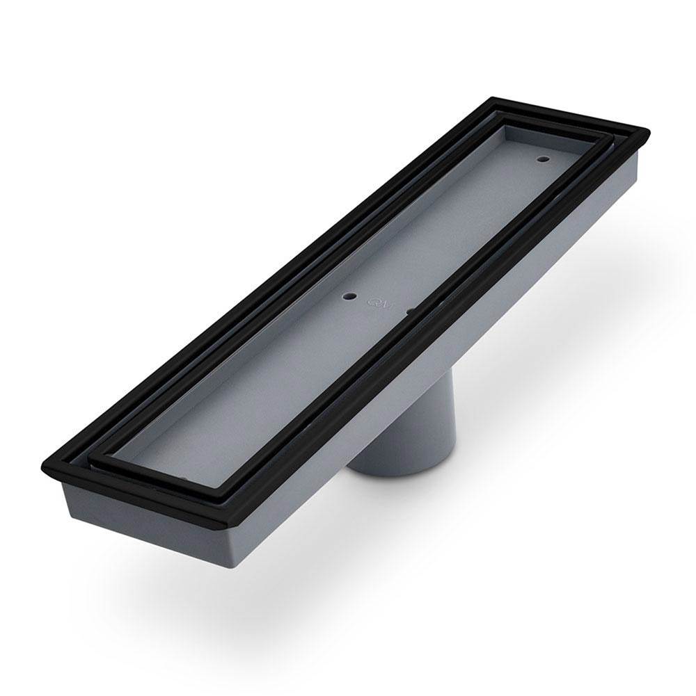 QM Drain - Lagos Series. Veil Line. Linear Drain 12'' . Black - Black