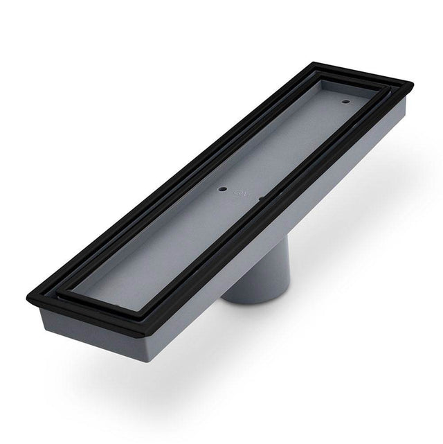 QM Drain - Lagos Series. Veil Line. Linear Drain 12'' . Black - Black