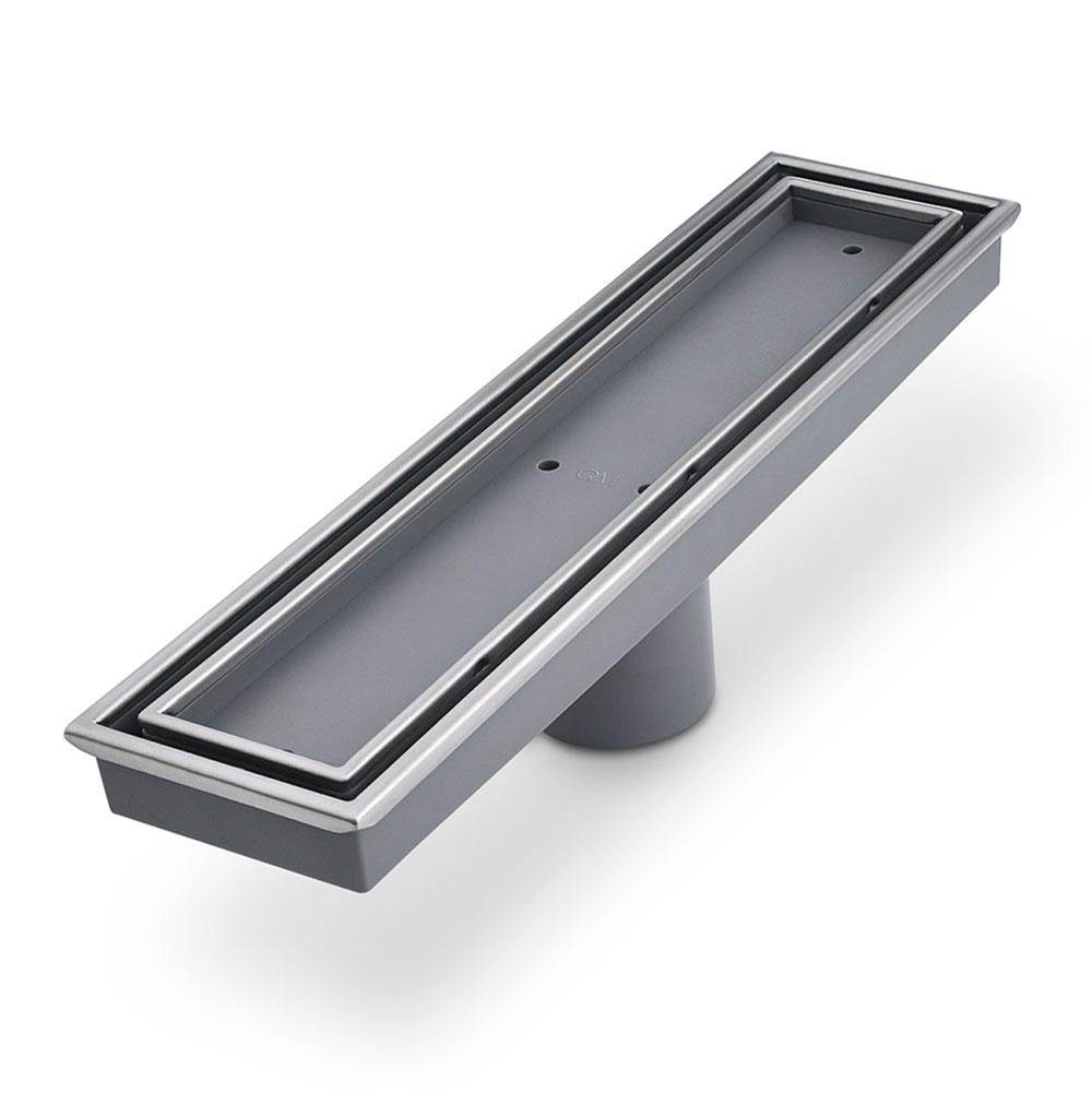 QM Drain - Lagos Series. Veil Line. Linear Drain 12'' x 3''. Satin - Satin