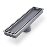 QM Drain - Lagos Series. Veil Line. Linear Drain 12'' x 3''. Satin - Satin