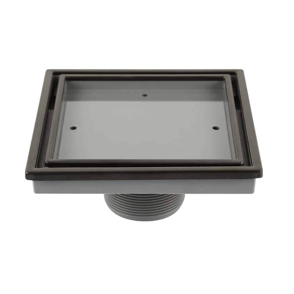QM Drain - Lagos Series. Veil Line. 5 3/4'' Square Drain. Black - Black