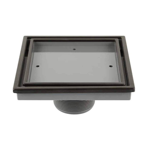 QM Drain - Lagos Series. Veil Line. 5 3/4'' Square Drain. Black - Black