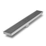 QM Drain - Delmar Series. 28'' Standard length Plain Edge linear drain. Wedgewire Line. Satin - Satin