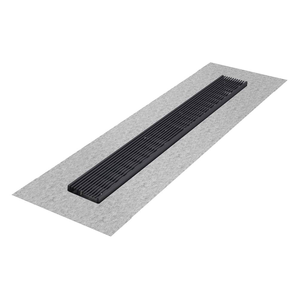 QM Drain - Delmar Series. 28'' Standard length Flange Edge linear drain. Wedgewire Line. Black - Black