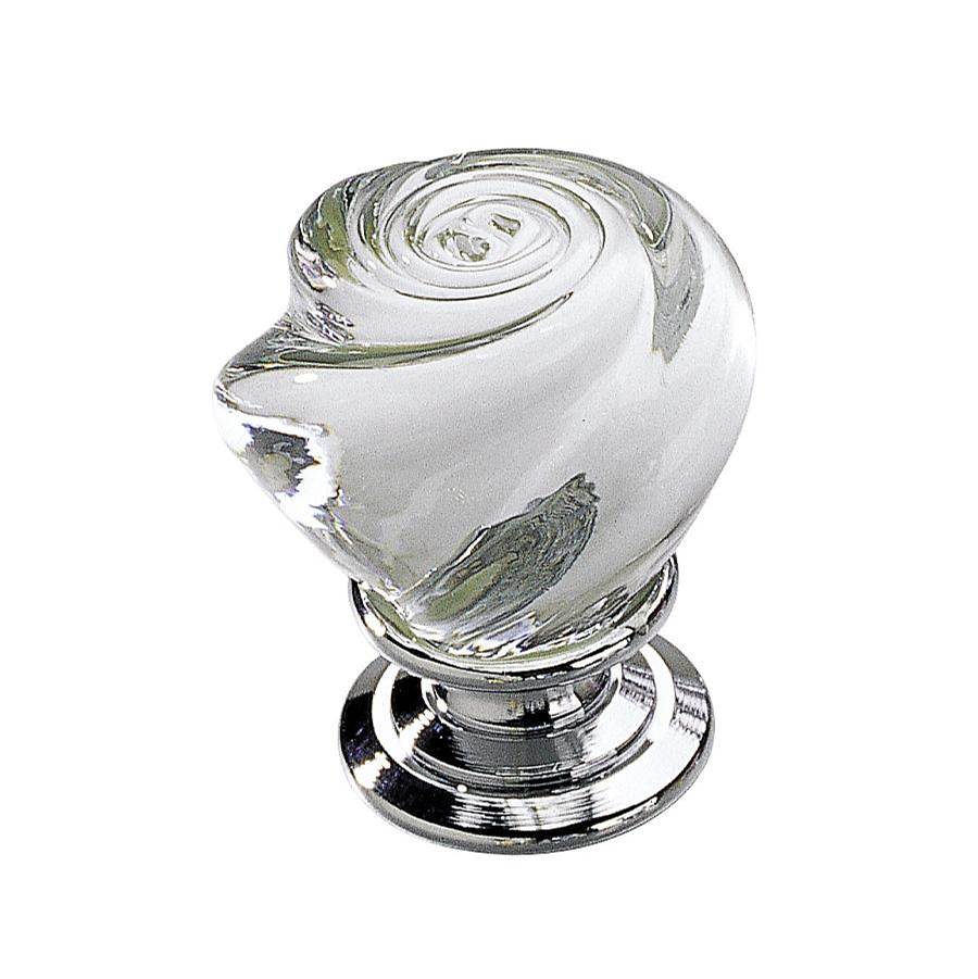 Richelieu America - Traditional Murano Glass and Metal Knob - 9030 - Clear,Chrome