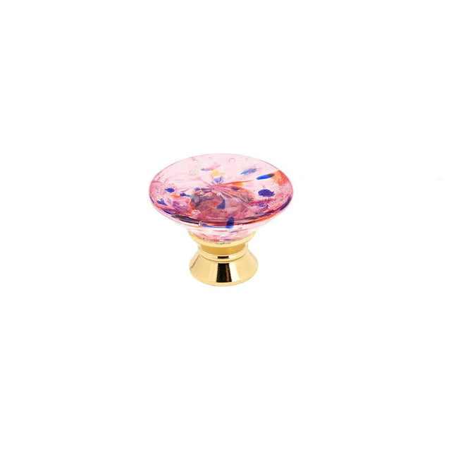 Richelieu America - Eclectic Murano Glass Knob - 183 - Brass,Harlequin Pink