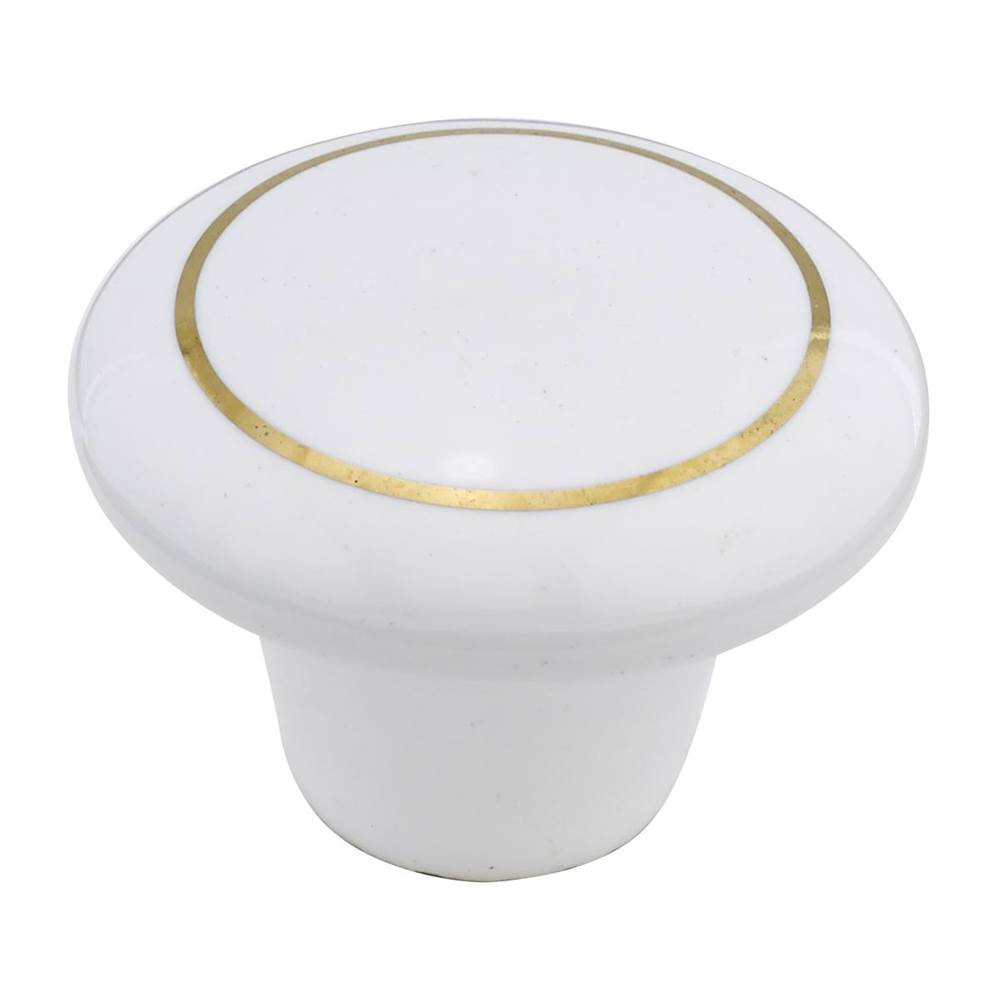 Richelieu America - Eclectic Ceramic Knob - 1423 - Brass,White