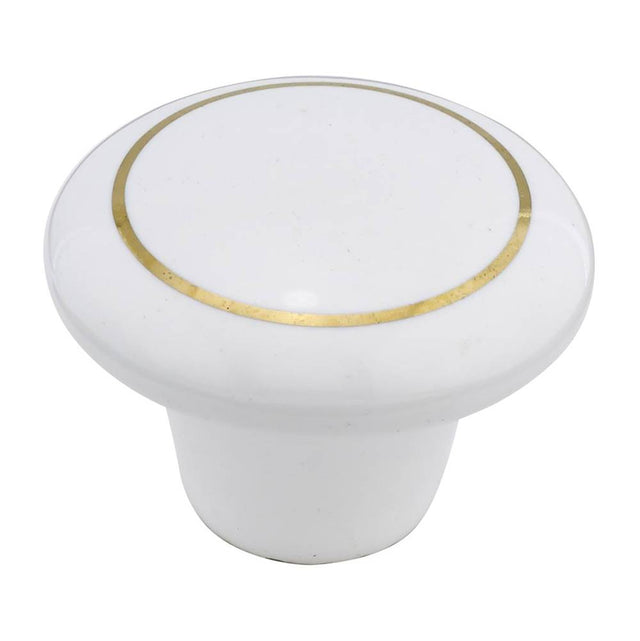 Richelieu America - Eclectic Ceramic Knob - 1423 - Brass,White