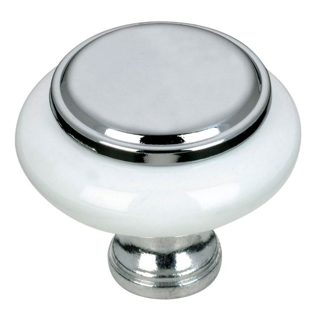 Richelieu America - Eclectic Metal and Ceramic Knob - 7624 - Chrome,White