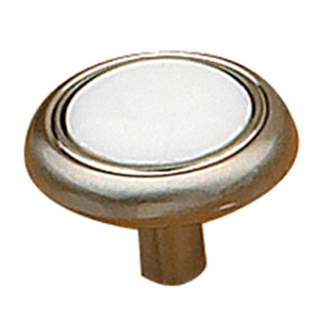 Richelieu America - Eclectic Brushed Nickel and Ceramic Knob - 3816 - White,Brushed Nickel