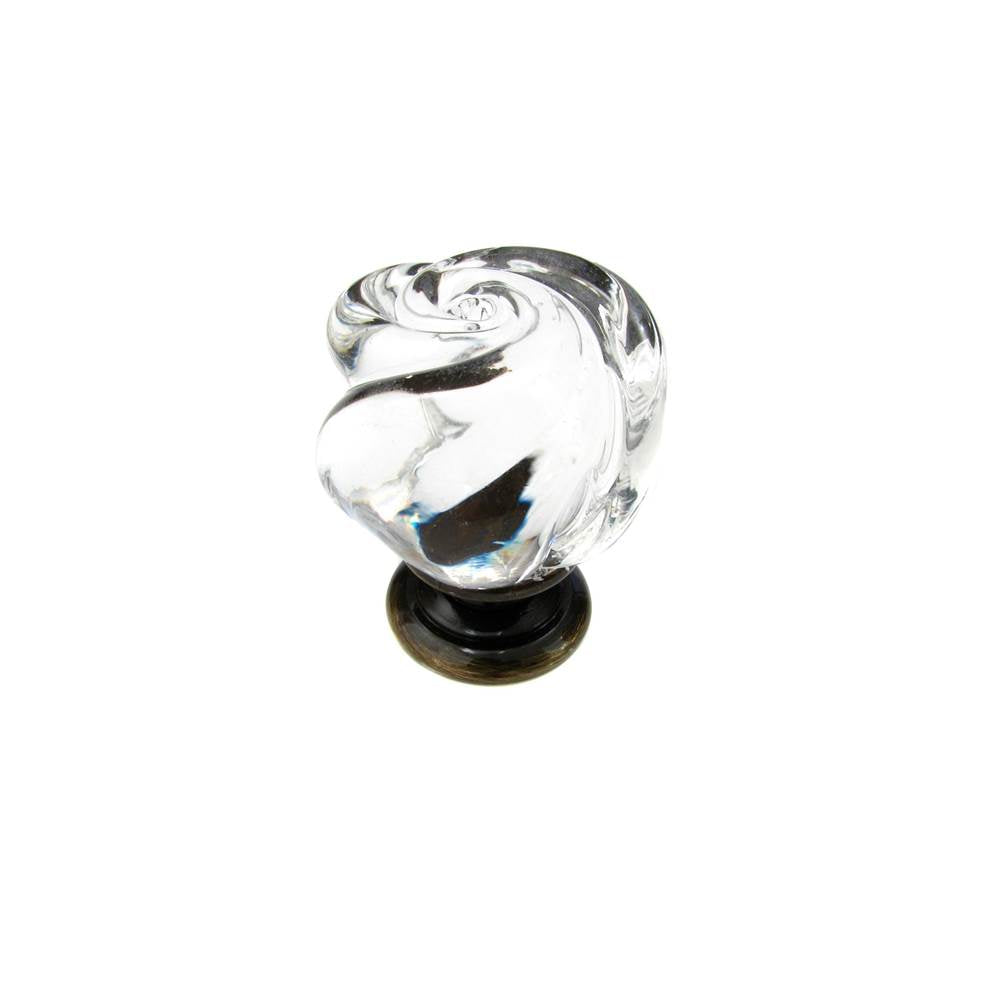 Richelieu America - Traditional Murano Glass and Metal Knob - 9030 - Clear,Antique English