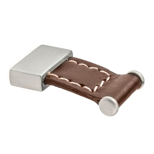 Richelieu America - Contemporary Leather and Metal Knob - 745 - Brown Leather,Brushed Nickel