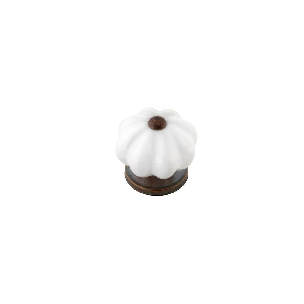 Richelieu America - Eclectic Ceramic Knob - 6643 - Cream,Satin Bronze