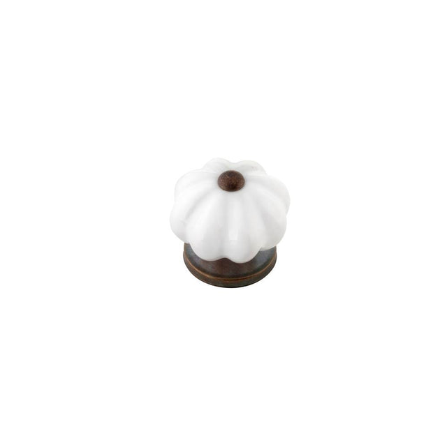 Richelieu America - Eclectic Ceramic Knob - 6643 - Cream,Satin Bronze