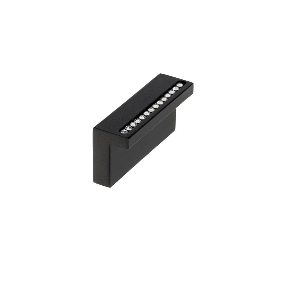 Richelieu America - Contemporary Aluminum and Swarovski Crystal Pull - 2790 - Clear,Matte Black