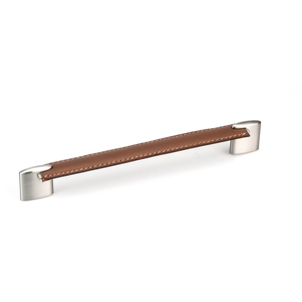 Richelieu America - Contemporary Leather and Metal Pull - 745 - Brown Leather,Brushed Nickel