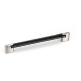 Richelieu America - Contemporary Leather and Metal Pull - 745 - Black,Brushed Nickel