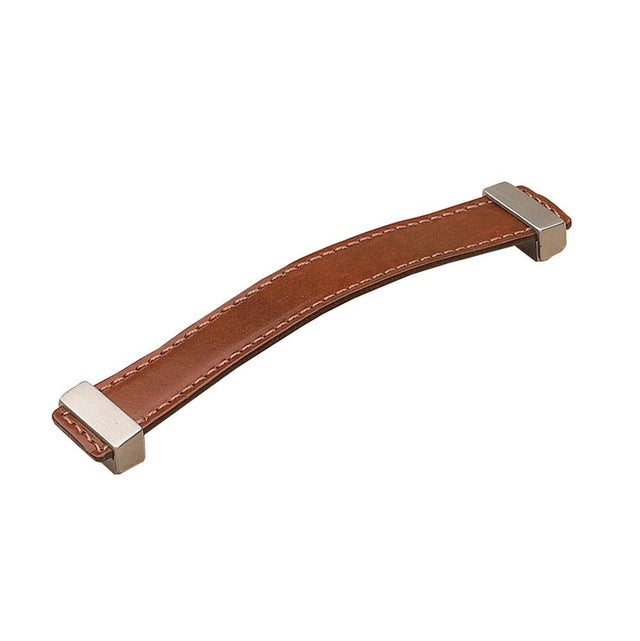 Richelieu America - Contemporary Leather Pull - 7453 - Brown Leather,Brushed Nickel