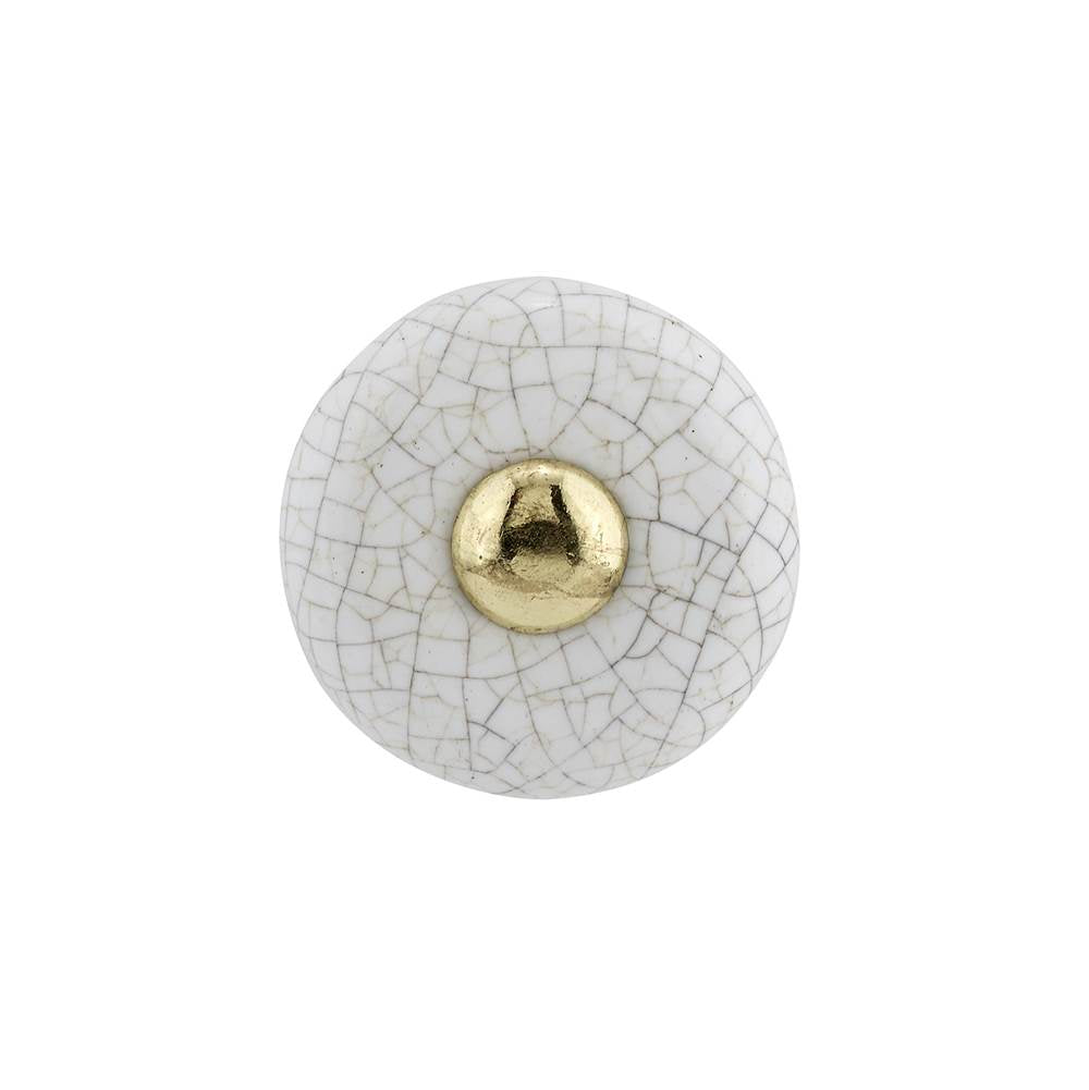 Richelieu America - Ecletic Ceramic and Metal Knob - 3347 - Brass,Crackle White