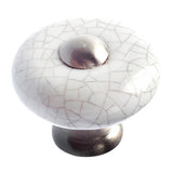 Richelieu America - Ecletic Ceramic and Metal Knob - 3347 - Crackle White,Brushed Nickel