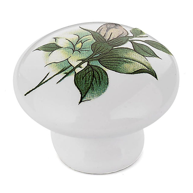 Richelieu America - Eclectic Ceramic Knob - 3361 - Green Flower