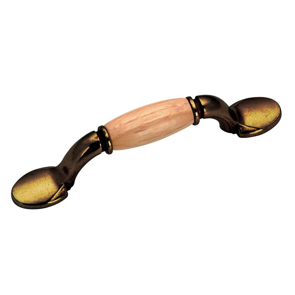 Richelieu America - Traditional Wood and Metal Pull - 3801BB - Burnished Brass,Oak,Natural