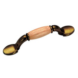 Richelieu America - Traditional Wood and Metal Pull - 3801BB - Burnished Brass,Oak,Natural