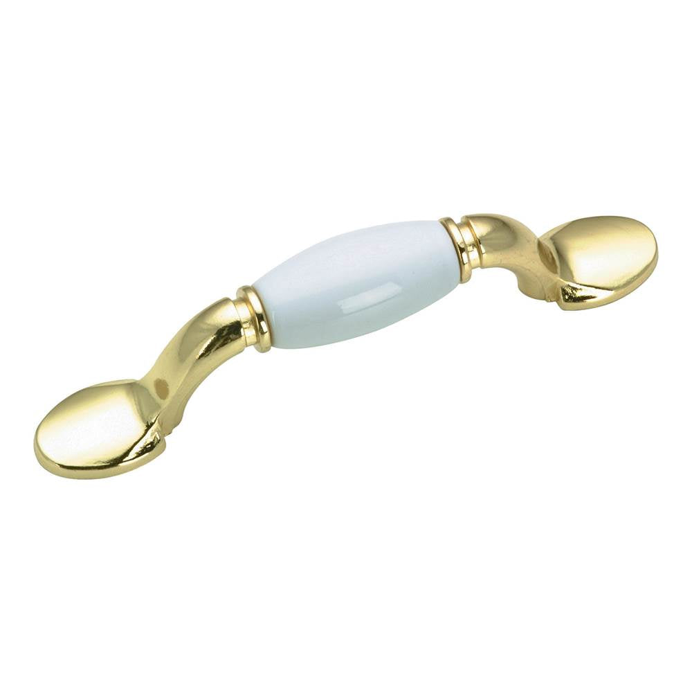 Richelieu America - Traditional Metal and Ceramic Pull - 3802 - Brass,White