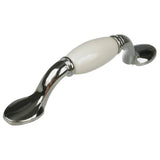 Richelieu America - Traditional Metal and Ceramic Pull - 3802 - Chrome,White