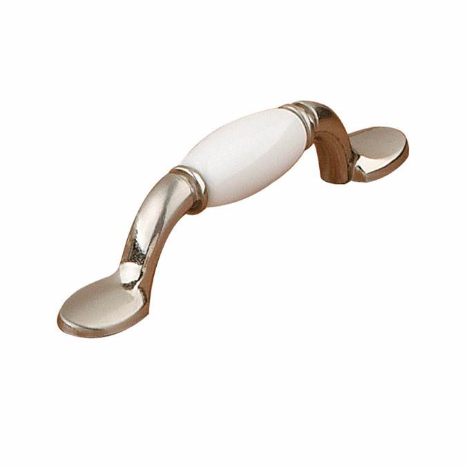 Richelieu America - Traditional Metal and Ceramic Pull - 3802 - White,Brushed Nickel