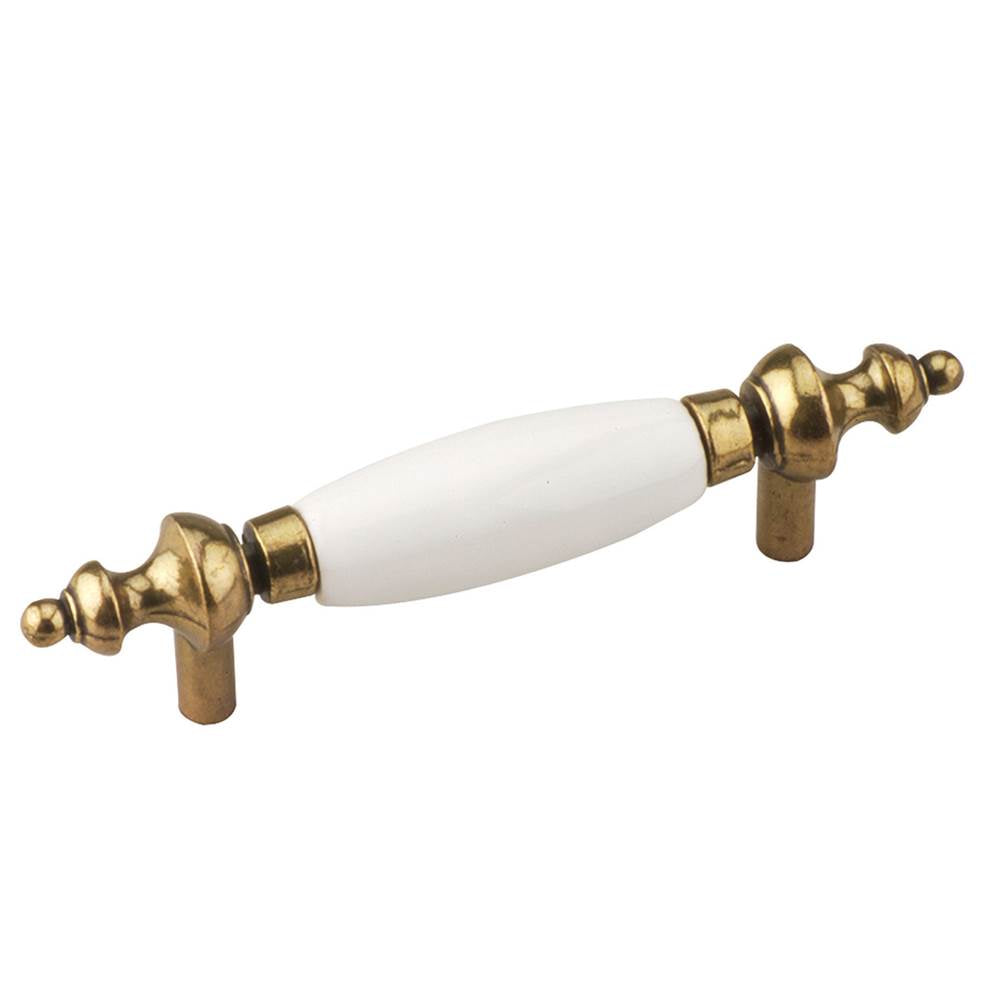Richelieu America - Traditional Metal and Ceramic Pull - 415A - Antique English,White