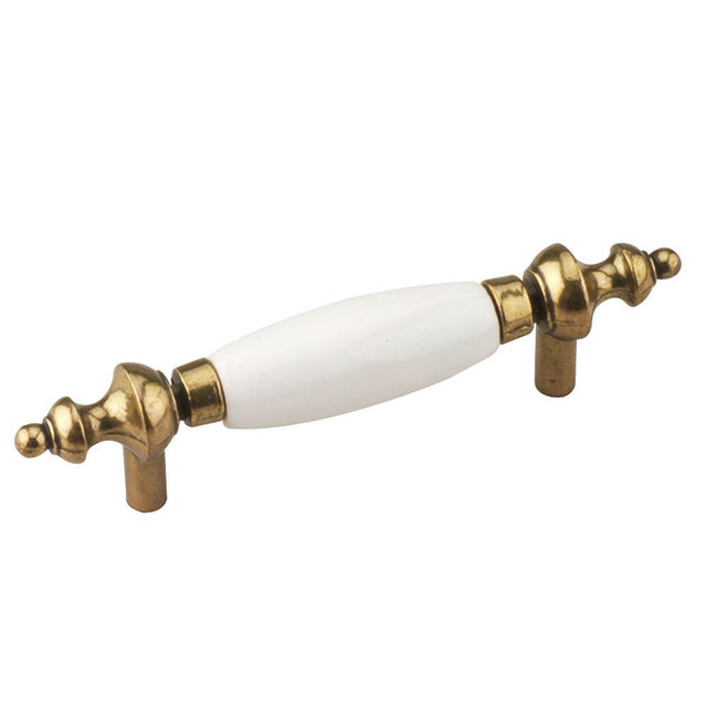 Richelieu America - Traditional Metal and Ceramic Pull - 415A - Antique English,White