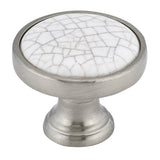 Richelieu America - Eclectic Metal and Ceramic Knob - 4418 - Crackle White,Brushed Nickel
