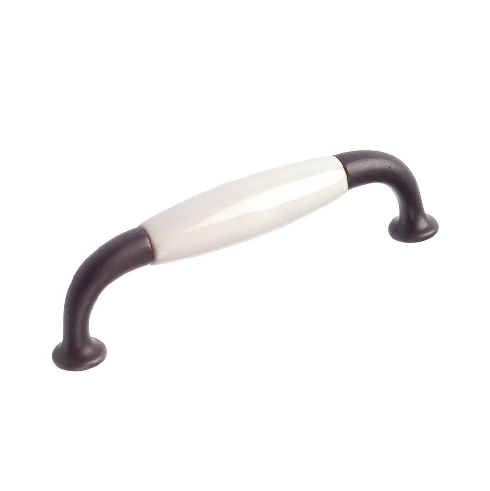 Richelieu America - Traditional Ceramic and Metal Pull - 9700 - Wrought Iron,White