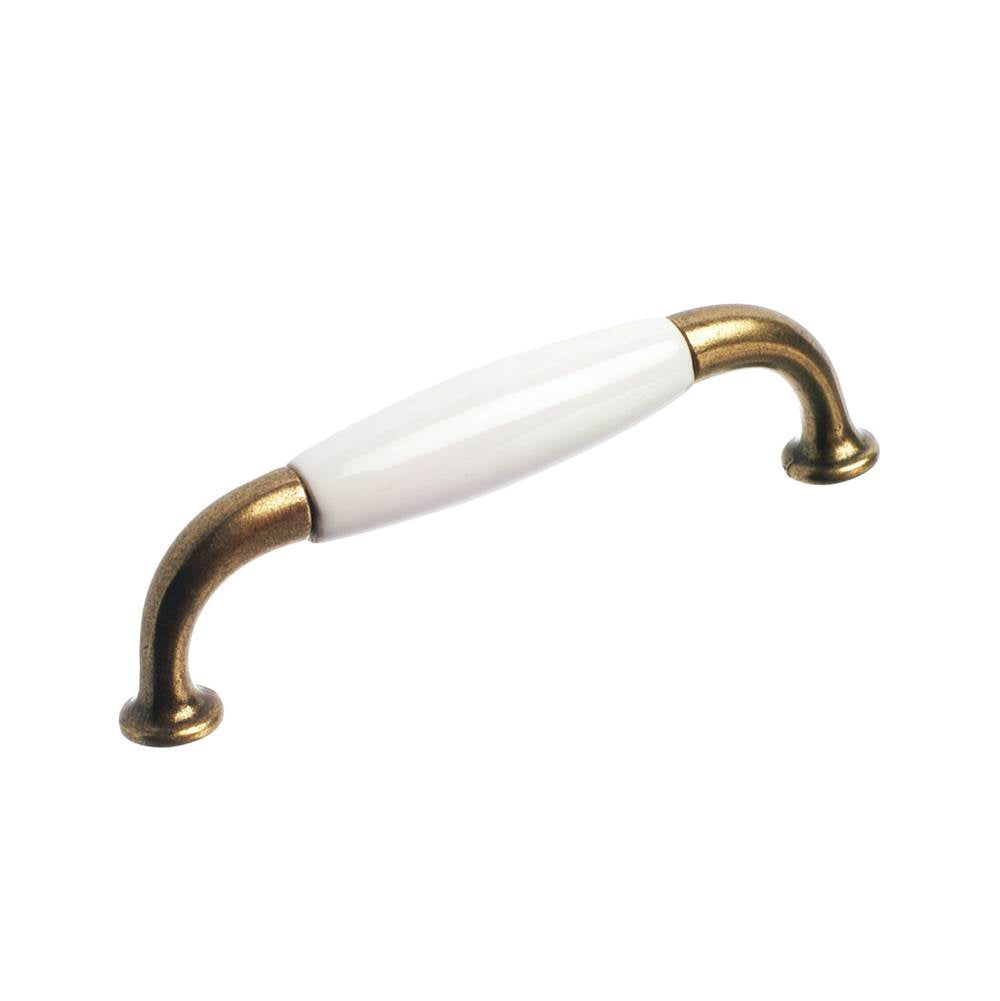 Richelieu America - Traditional Ceramic and Metal Pull - 9700 - Burnished Brass,White
