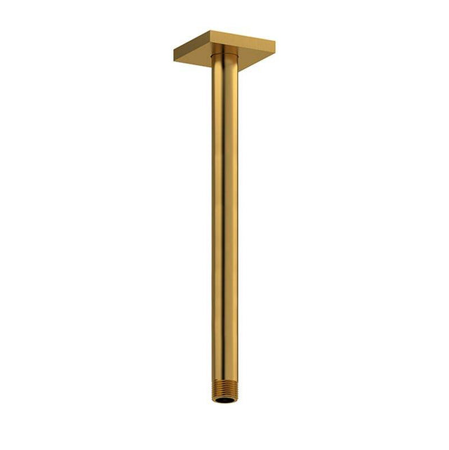 Riobel - 12'' Ceiling Mount Shower Arm With Square Escutcheon - Brushed Gold