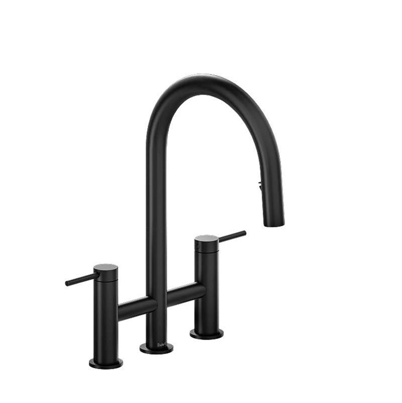 Riobel - AzureE Bridge Pull-Down Kitchen Faucet With C-Spout - Black