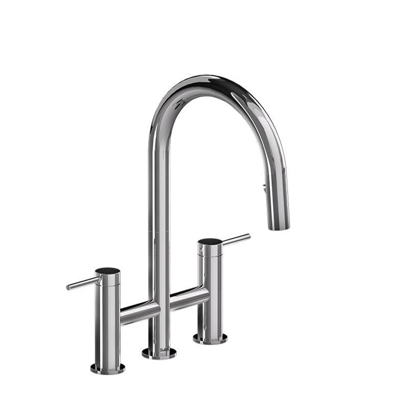 Riobel - AzureE Bridge Pull-Down Kitchen Faucet With C-Spout - Chrome