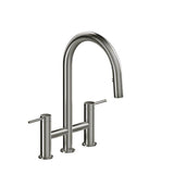 Riobel - AzureE Bridge Pull-Down Kitchen Faucet With C-Spout - Stainless