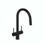 Riobel - AzureE Two Handle Pull-Down Kitchen Faucet With C-Spout - Black
