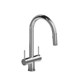 Riobel - AzureE Two Handle Pull-Down Kitchen Faucet With C-Spout - Chrome